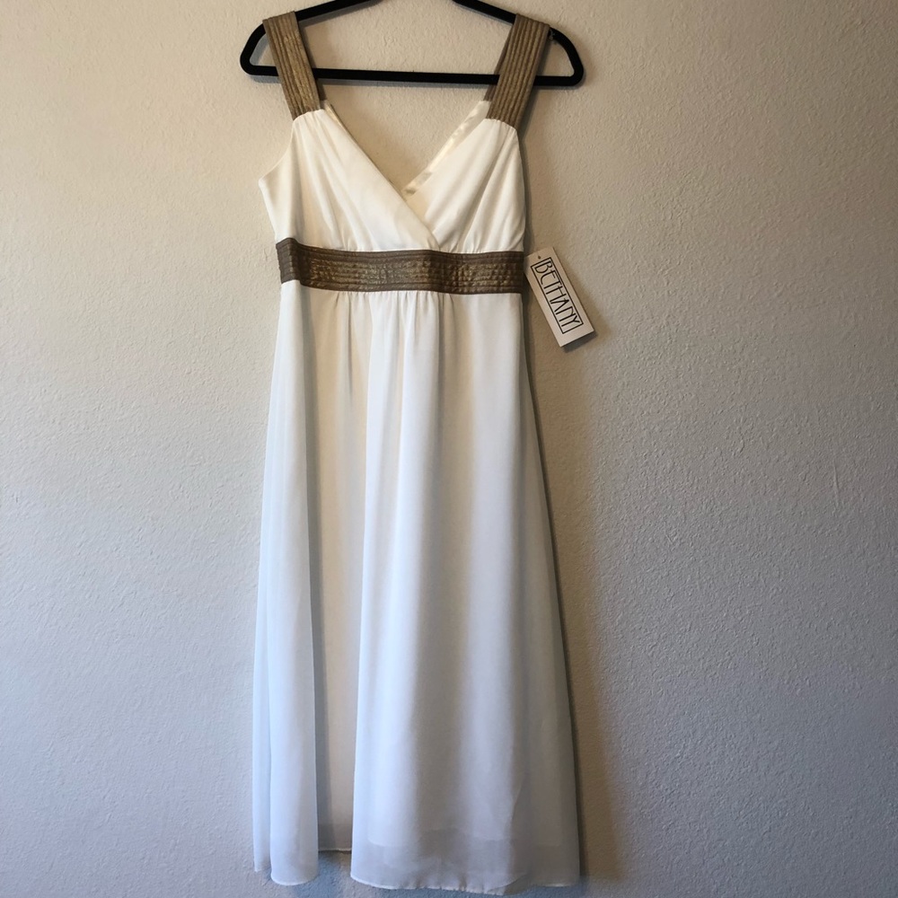 Elegant White and Gold Goddess Dress
